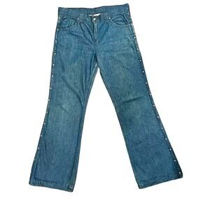Womens 70s Vintage Time And Place Denim Flare Studded Jeans 10